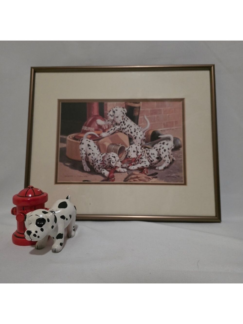 Dalmatian Puppies Firefighter Art Salt And Pepper Shakers